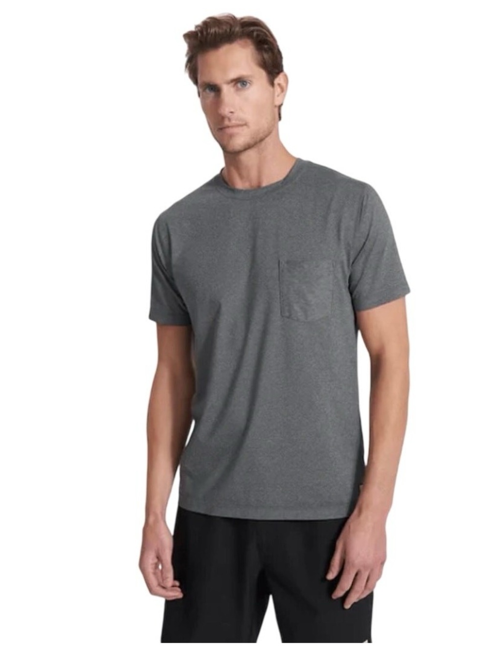 Vuori Charcoal Trade Wind performance pocket tee shirt